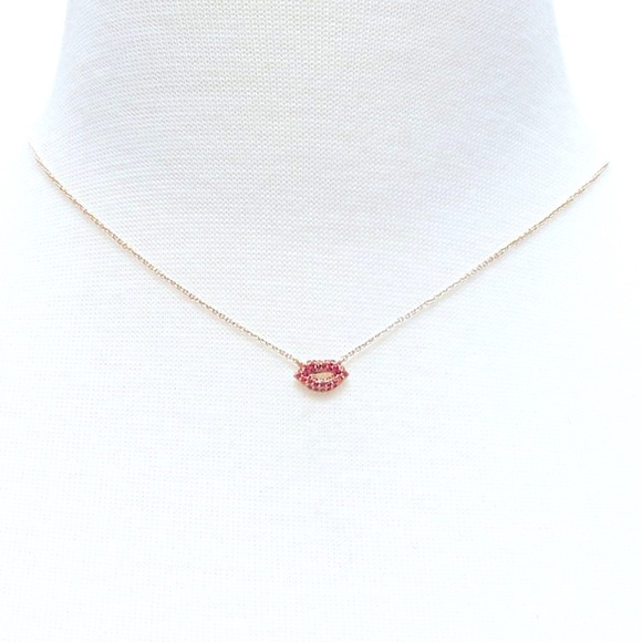 Banana Republic Jewelry - Banana Republic red rhinestone lip necklace NWT